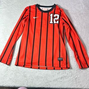 Nike Youth Boys Soccer Long Sleeve Shirt Orange and Black #12 Size Medium